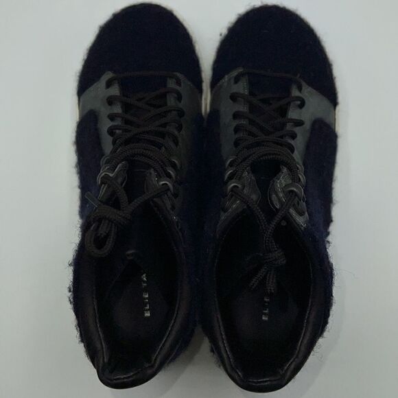 ELIE TAHARI Vortex Navy Blue Wool Lace Up High Top Sneakers-38.5/7.5 - Picture 6 of 9